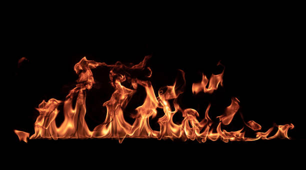 istock Fire burning line on black background. Can be used as overlay design element with add or screen blending mode 2164815226