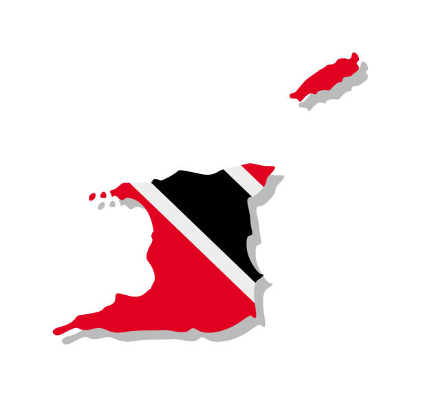 Trinidad and Tobago - Flag inscribed in the contour of the country. Trinidad and Tobago - Flag inscribed in the contour of the country. Vector illustration. trinidad tobago map stock illustrations