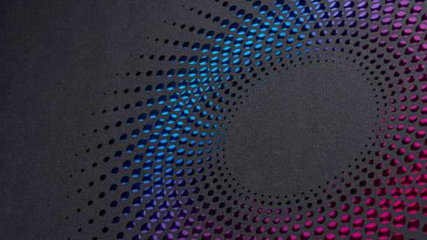 istock Intricate circular paper artwork with blue and purple gradient on a dark background showcasing precision 2164819066