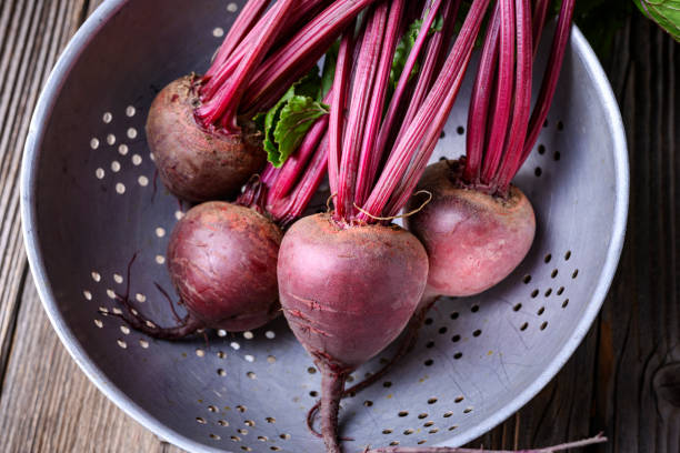istock Fresh ripe beets on a metal colander 2164819702