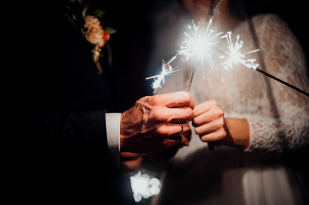 istock Fireworks bride and groom. Wedding Day. 2164821297