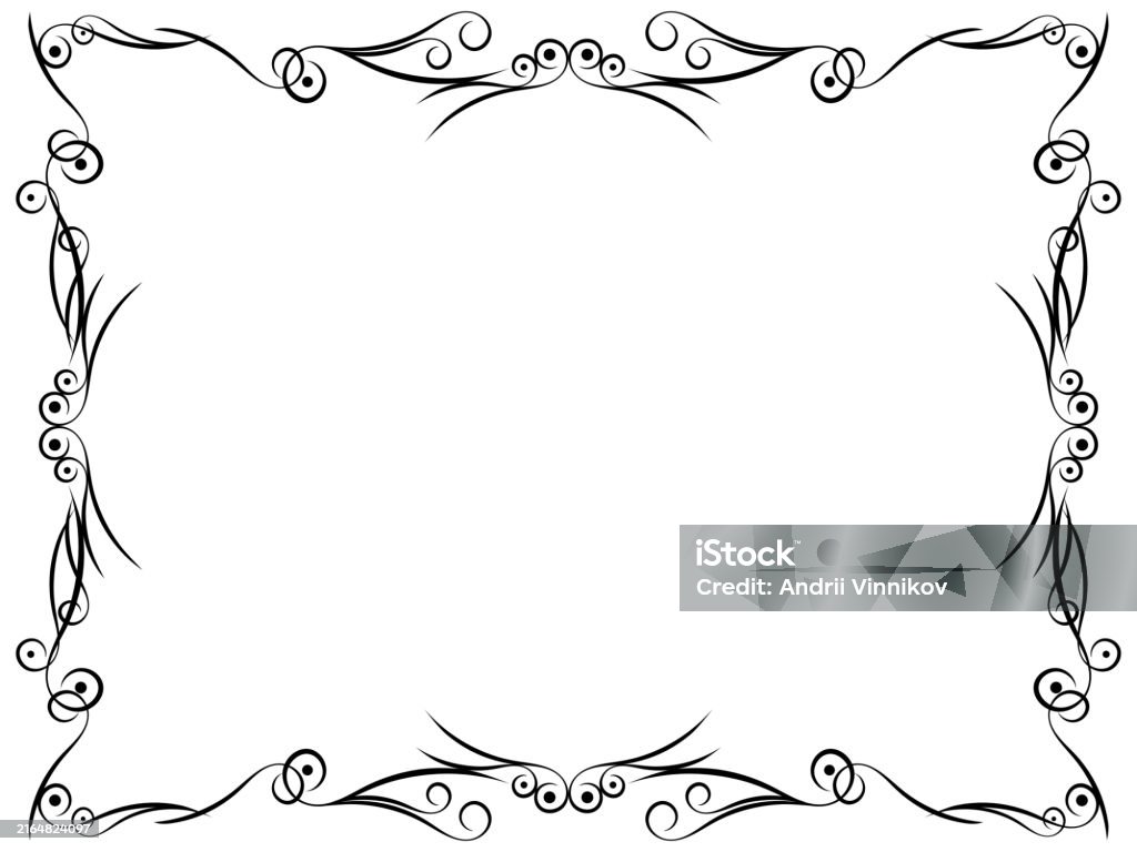 Curly Frame Design Vintage Frame With Curls Decorative Curls In Black On White Background ...