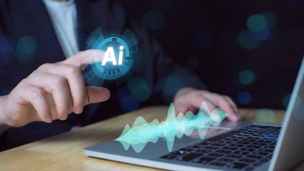 istock Music business using AI to compose music.Generating musical notes.Audio engineers at work. 2164826274