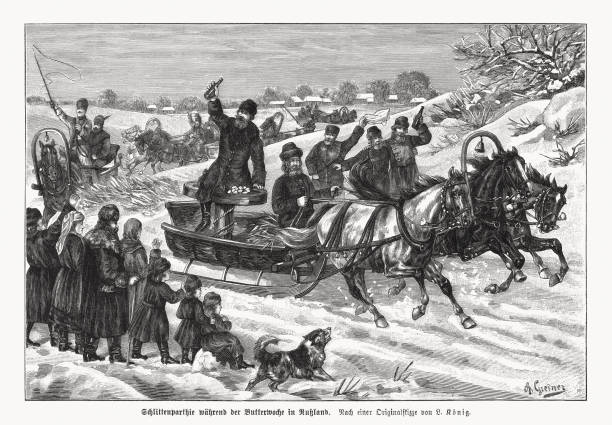 istock Sleigh ride during Maslenitsa in Russia, wood engraving, published 1892 2164827709