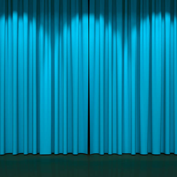 istock Luxury stage or windows curtains, realistic 3D illustration 2164829999