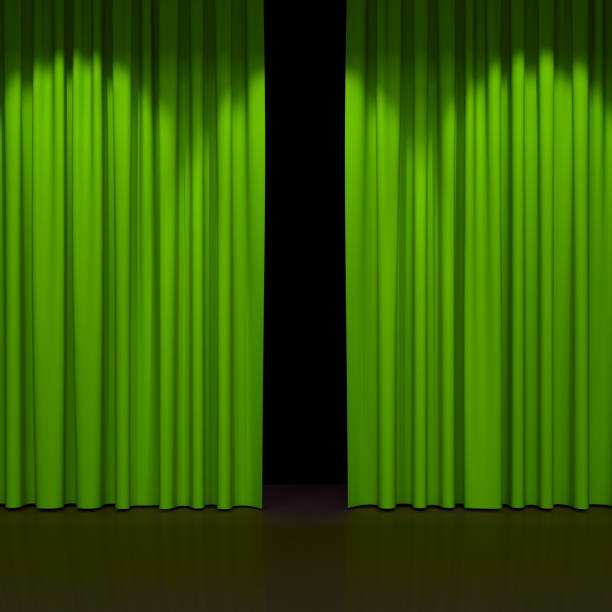istock Luxury stage or windows curtains, realistic 3D illustration 2164830009