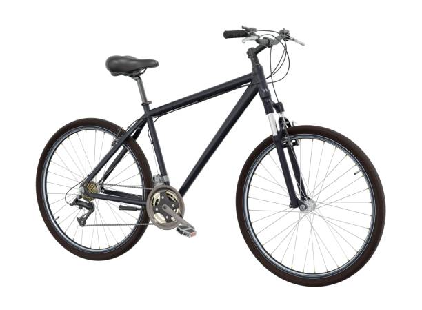 istock Black bicycle, side front view isolated on white background, 3D illustration 2164830047