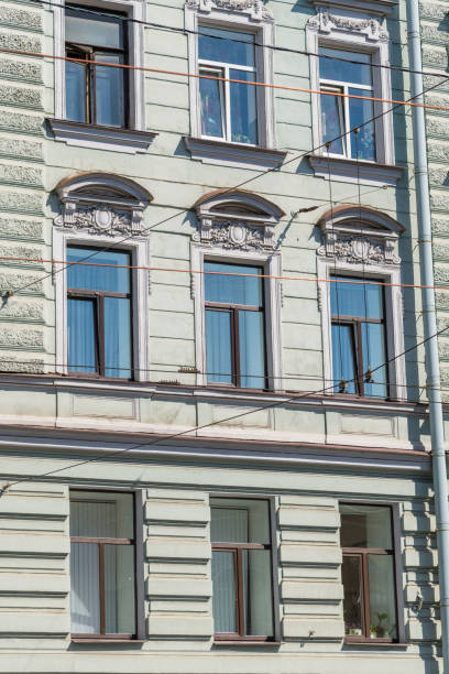 istock Traditional residential building facade background 2164830128