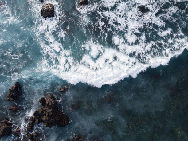 istock View from drone of Atlantic Ocean waves meeting with sharp underwater rocks. Sea waves crash on rocks with foam, south of Tenerife, Canary Islands 2164831428