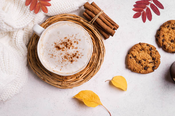 istock Cosy autumn background, coffee and cookies 2164833206