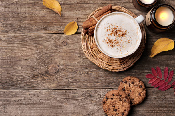 istock Cosy autumn background, coffee and cookies 2164833481