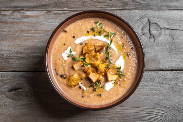 istock Chanterelle mushroom cream soup 2164836080
