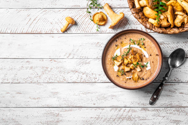 istock Chanterelle mushroom cream soup 2164836390
