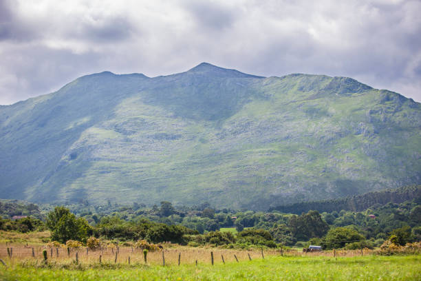 Sierra del Sueve hills seen from Cliffs of Hell, Ribadesella Eastern Asturias, Spain