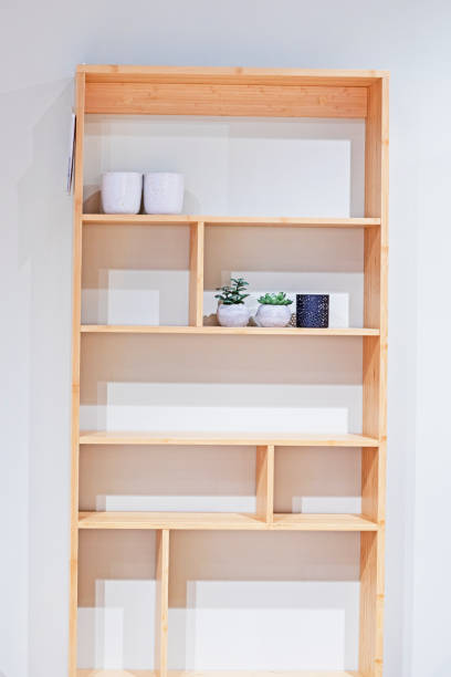 istock bamboo modern shelving unit shelf with flowers. Modern interior 2164845284