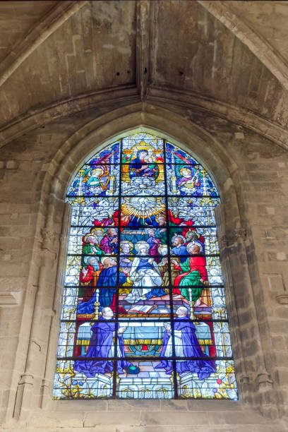 istock Stained glass church window 2164846556