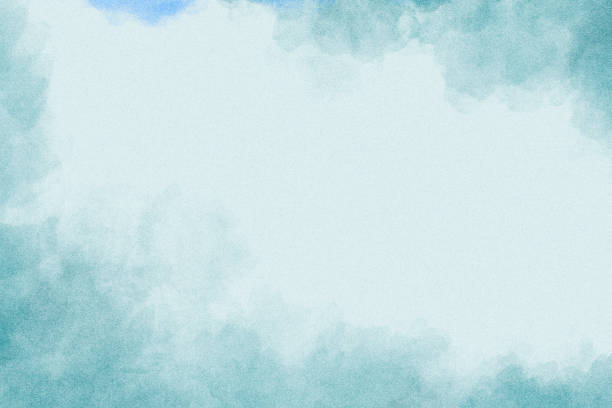 Abstract Watercolor Border with Stipple Texture and Copy Space - Teal