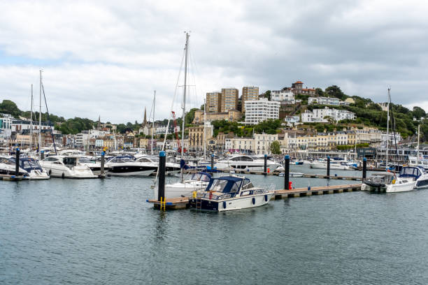 Torquay, Devon, UK - June 28 2024.A view of the seaside town of Torquay on the English Riviera and Devon coast