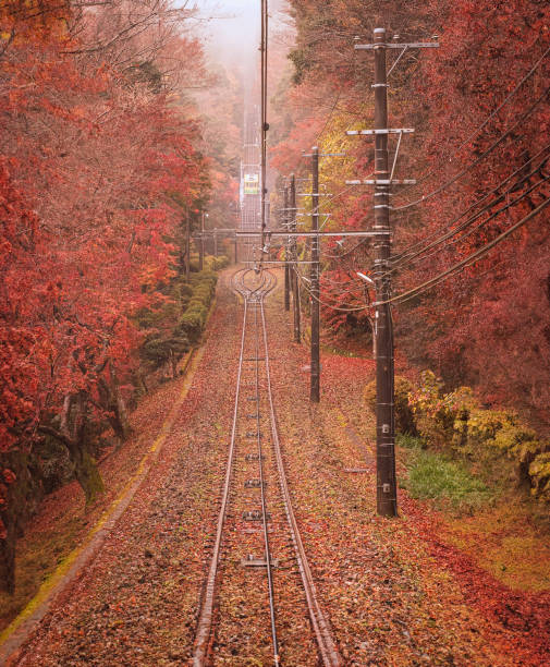 istock Foggy Cable Car Tracks in Tokyo, Japan - Vertical 2164851362