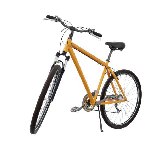 istock Orange bicycle standing on kickstand, top view isolated on white background, 3D illustration 2164852997
