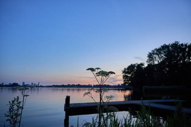 Sunset reflected in Kralingse Rotterdam lake