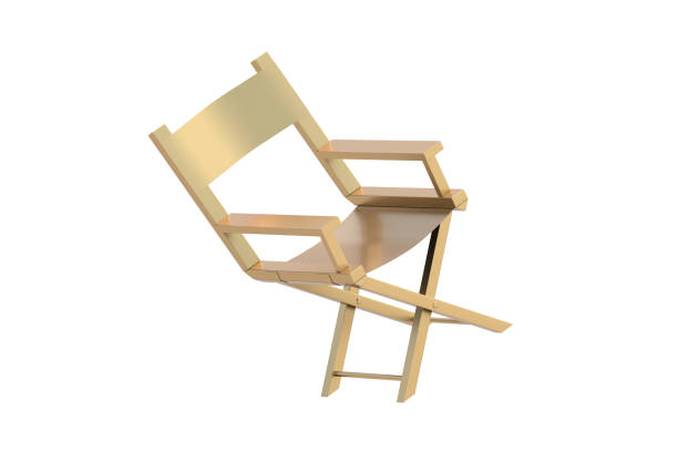 Golden director chair isolated on white background. 3d render