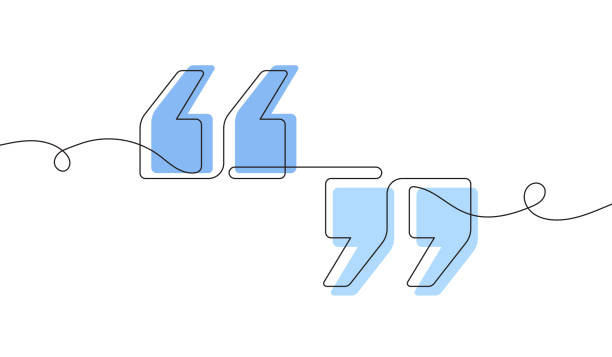 stockillustraties, clipart, cartoons en iconen met quotation mark continuous line icon - citaat tekst