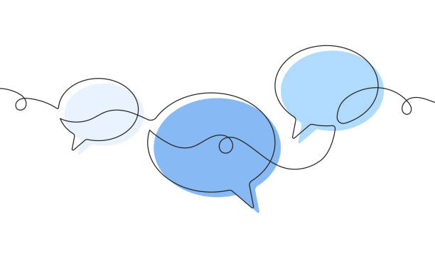 speech bubbles continuous line icon - transmisja stock illustrations