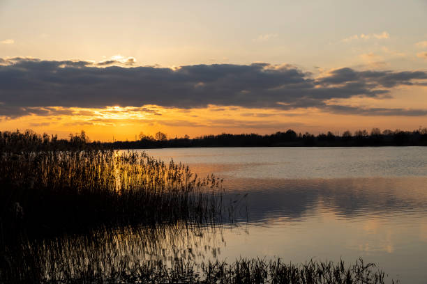 istock beautiful orange sky at sunset in spring 2164862415