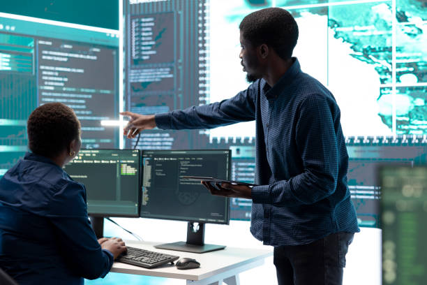 istock Cyber defense team working in a governmental security operations center 2164863001
