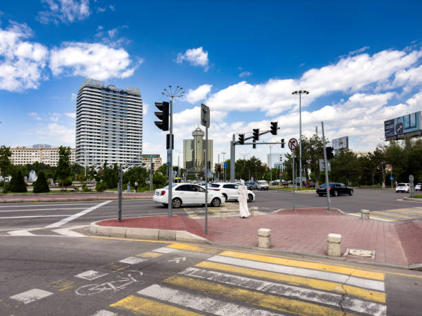 Tashkent. Uzbekistan. May 25th, 2024. Cityscape and traffic at Islam Karimov Street, at the Friendship of the Nations Square.