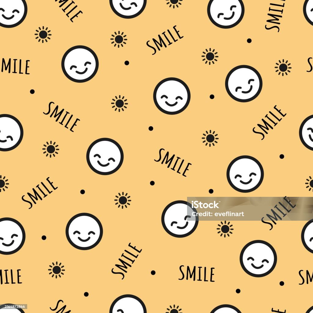 Abstract Faces Smiling Delight Happiness Sunlight Smile Faces Pattern Art Stock Illustration ...