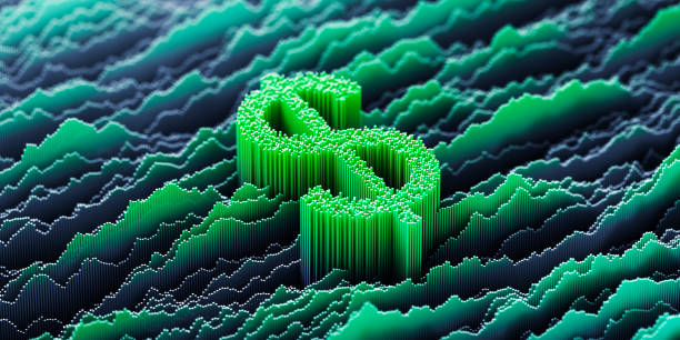 Dollar sign on stock market chart background
