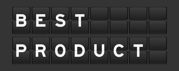 istock Black color analog flip board with word best product on gray background 2164875554