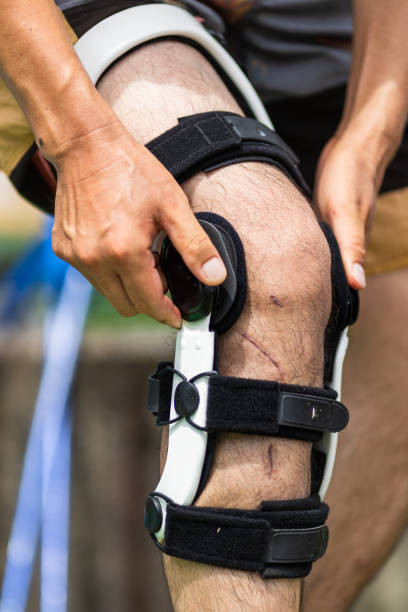 istock Wearing knee supporter after surgery 2164875897
