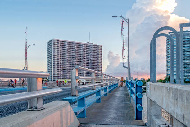 Miami Beach FL./USA-Jul. 28, 2017: Bridge on 79th Street across the bay