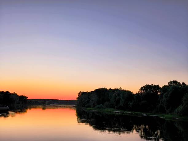 istock Evening landscape sunset over the river. 2164880156