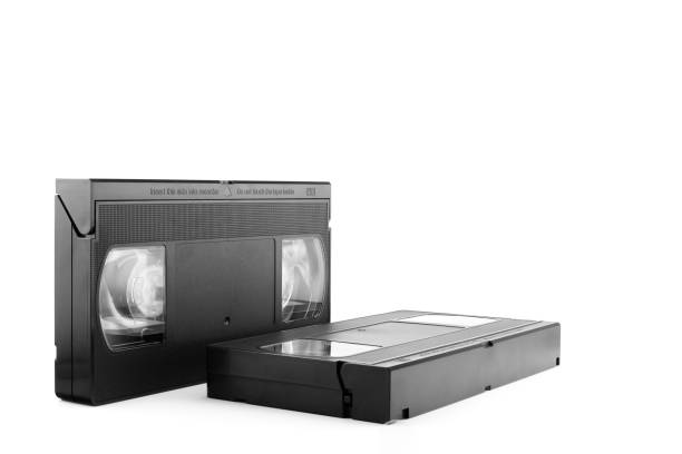 two vintage black VHS video tapes