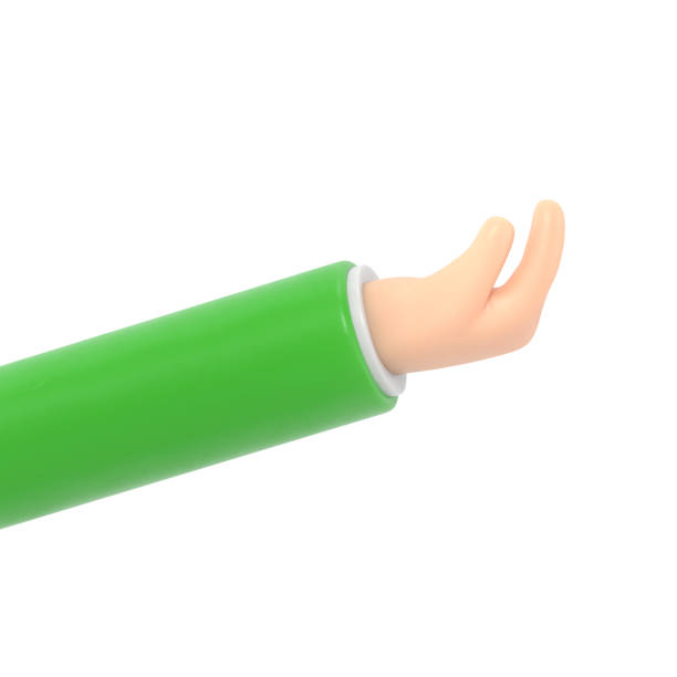istock Cartoon Gesture Icon Mockup.Hand open and ready to help or receive.  Helping hand outstretched for salvation, 3D rendering on white background. 2164897322