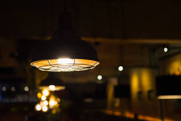 istock Retro round ceiling lighting lamp. Interior decoration. 2164901373