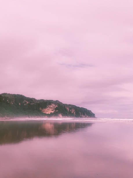 The peninsula on Parangtritis Beach forms a mirror on the coastline. can be visited by jeep