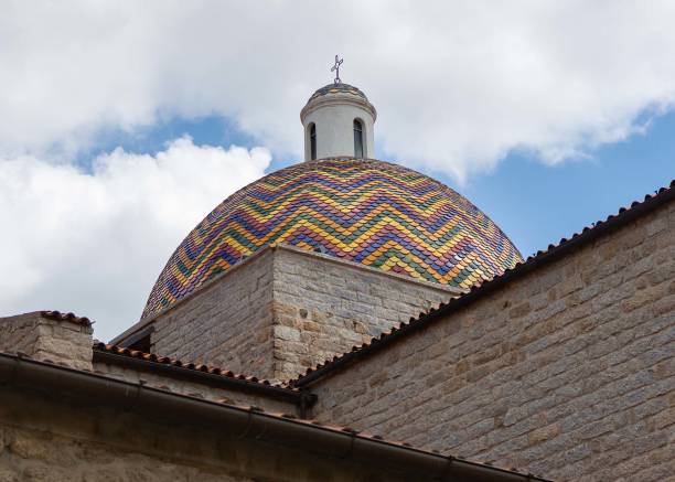 Multicoloured tiled dome on a church