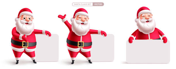 istock Santa claus christmas characters vector set design. Santa character holding empty white board collection in happy, smiling 2164906394