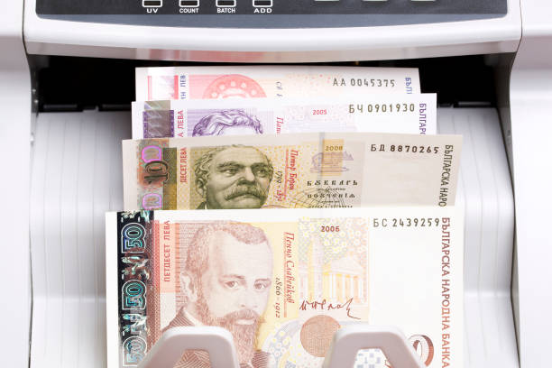 istock Bulgarian  lev in the counting machine 2164908107
