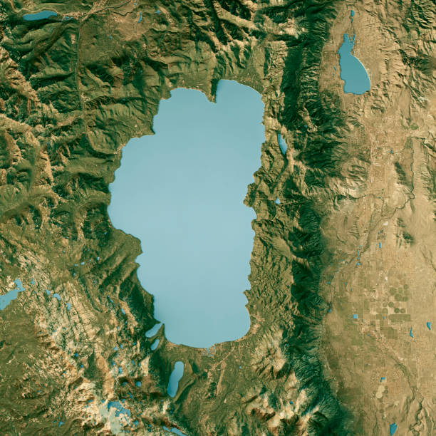 istock Lake Tahoe Satellite Topographic Map 3D Render True Color 2164910966
