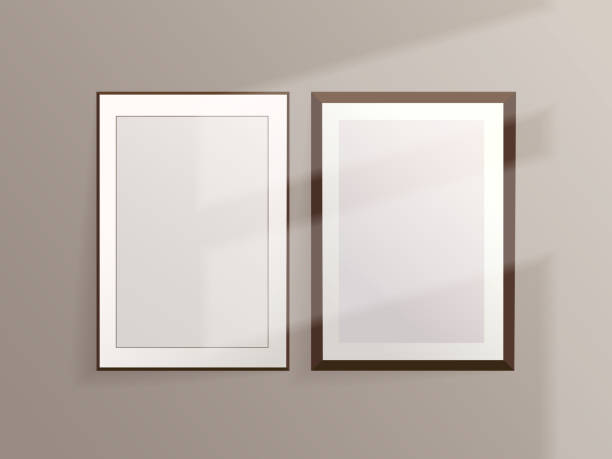 istock Two templates of frames on the wall. Vector mock up with place for design 2164911149