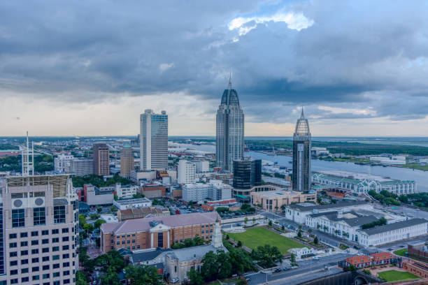 istock Downtown Mobile skyline at sunset in July 2164911421