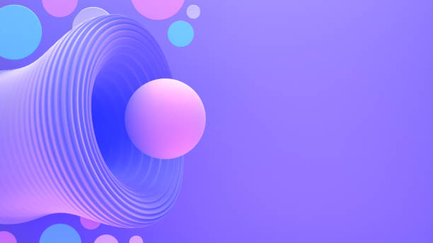 istock Abstract futuristic vibrant ball and textured basket on purple background. 3d rendering. 2164916921