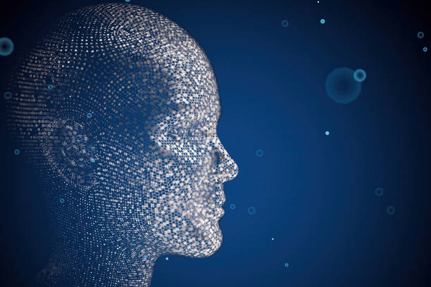 Digital Head Concept For AI And Facial Recognition Technology. 3D Render