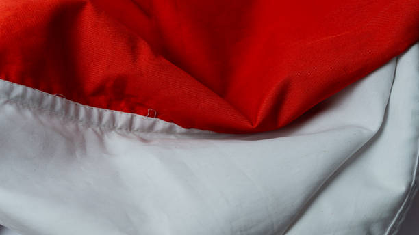 istock Indonesian flag. Red and white flag. Wavy flag texture on red and white 2164918069